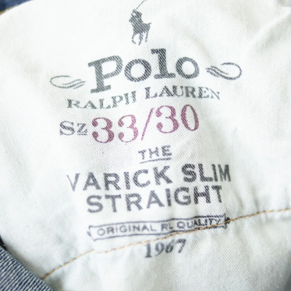 Polo Ralph Lauren Varick Slim Straight Mens 33x30 Blue Denim 5 Pocket